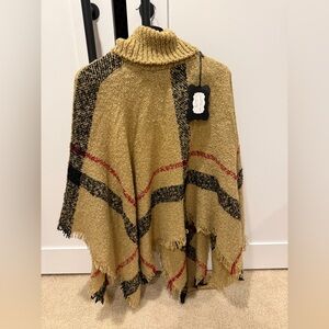 Cozy Plaid Knit Poncho